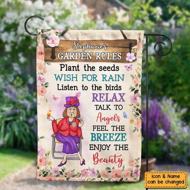 Gift For Grandma Garden Rules Flag