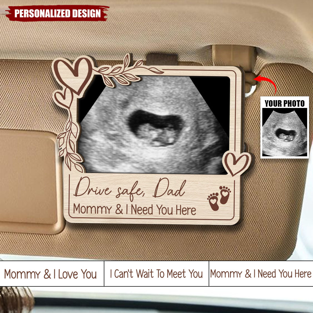 Drive Safe Daddy-Personalized Wooden Photo Car Visor Clip