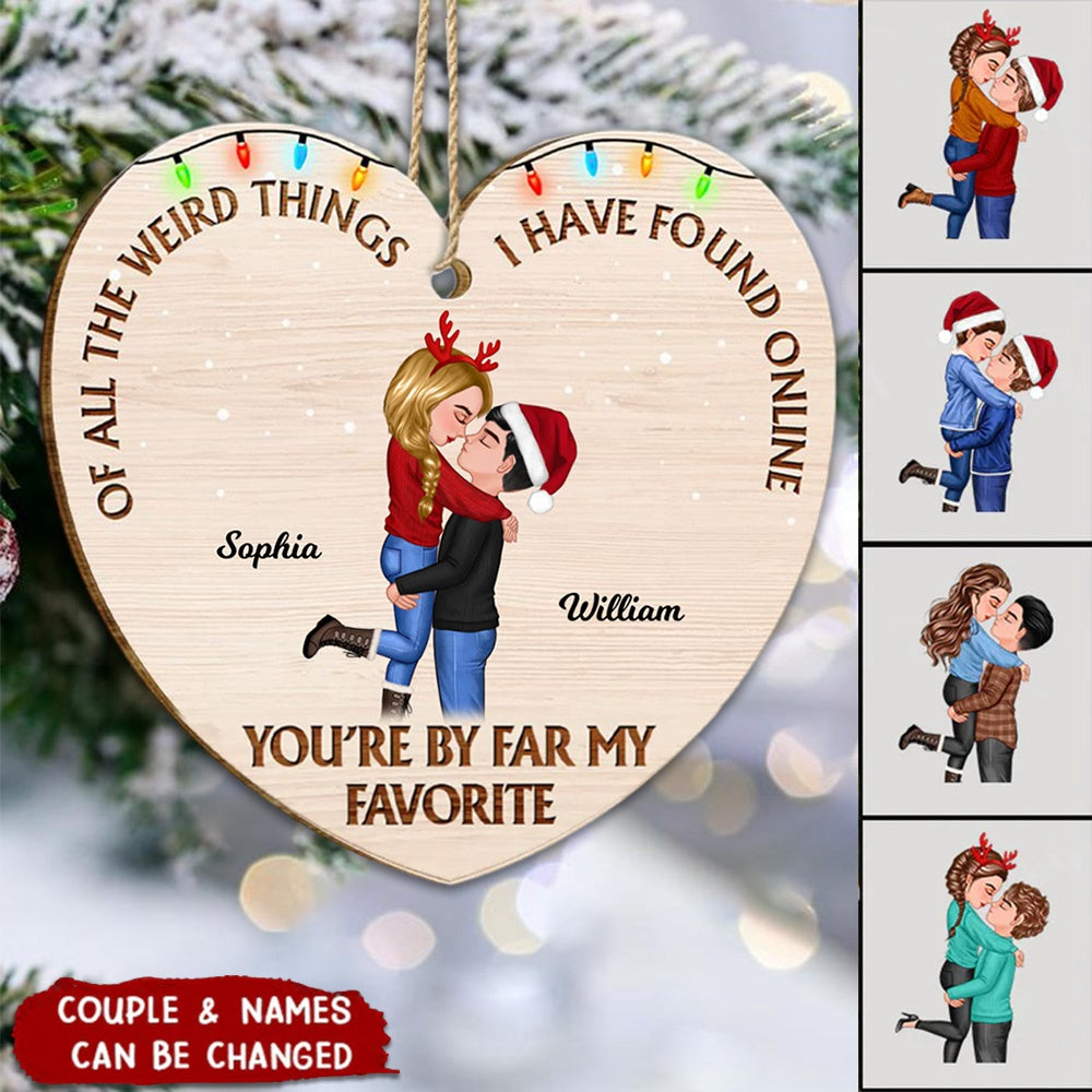 Personalized Christmas Doll Couple Hugging, You're By Far My Favorite Ornament