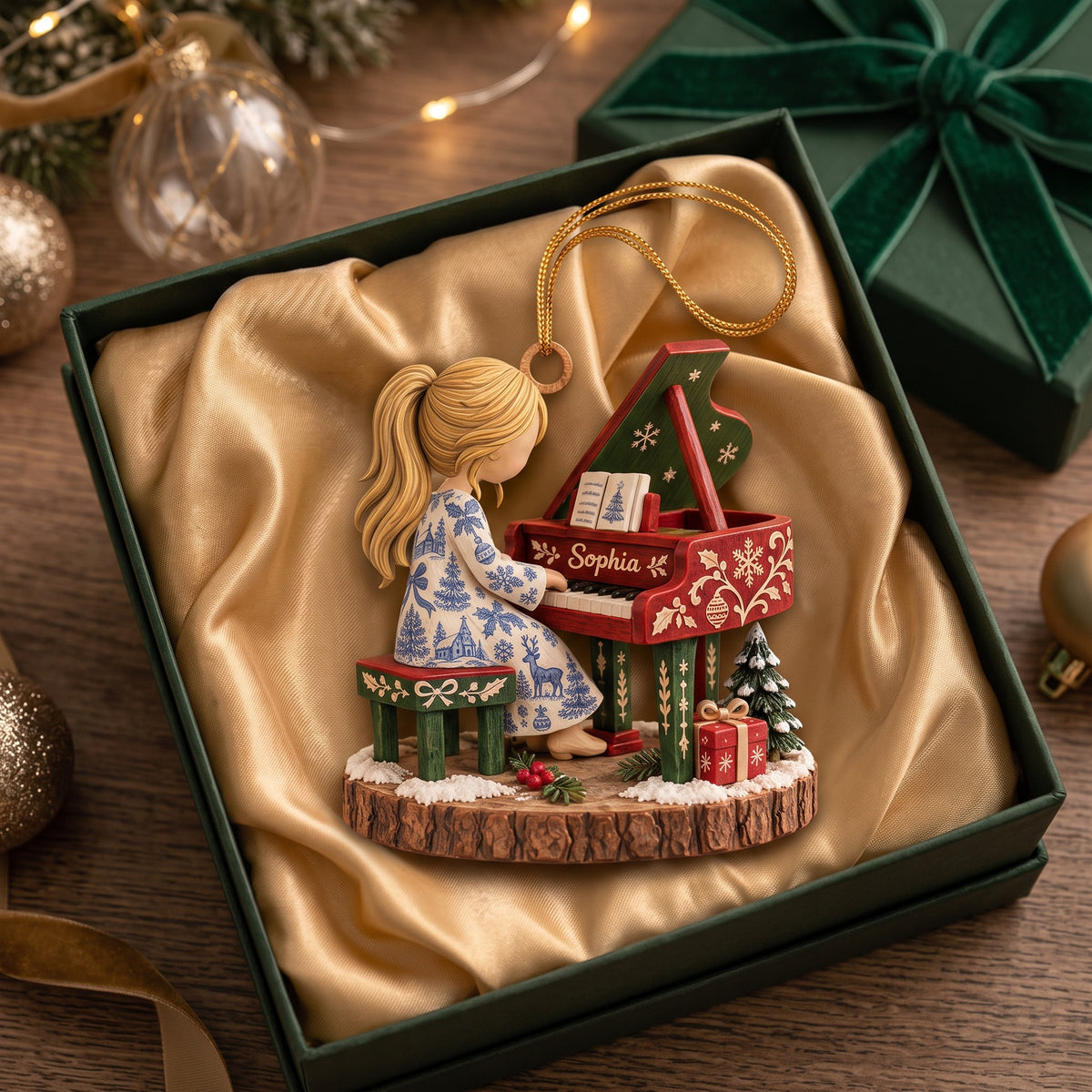 Personalized Pianist Girl Christmas Ornament - Gifts For Piano Lovers