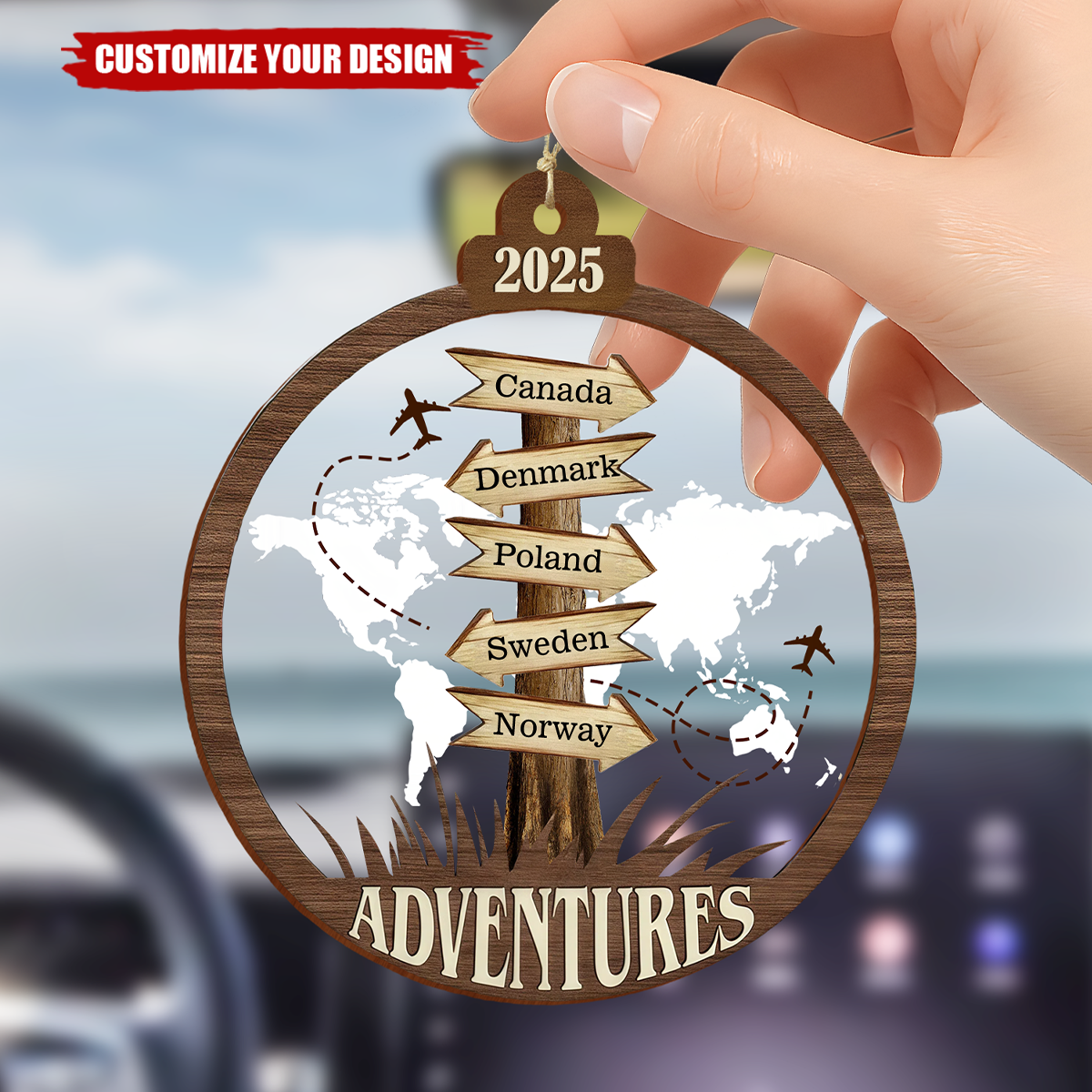 Our Adventure Awaits - Personalized Travel Adventures Ornament, 2025 Journey