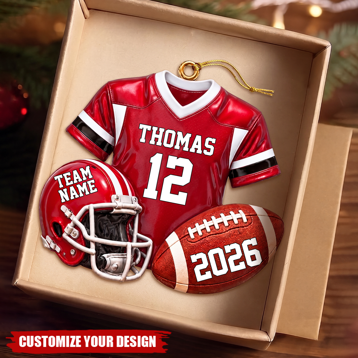 Personalized American Football Player Uniform Acrylic Ornament
