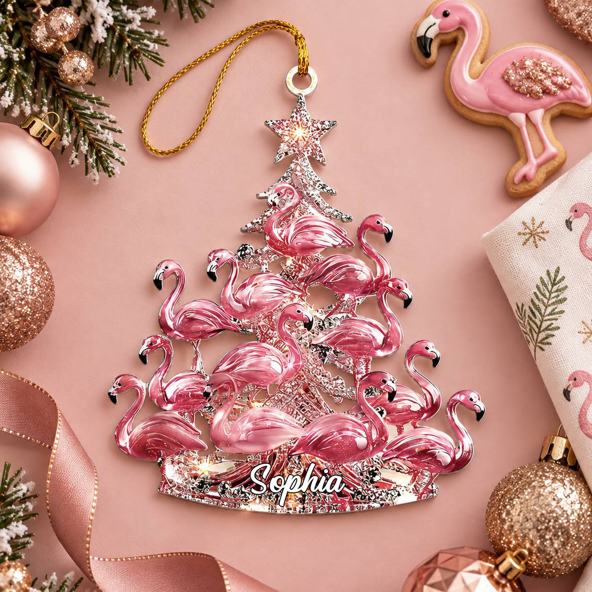 Personalized Flamingo Ornament, Flamingo Lover Gift