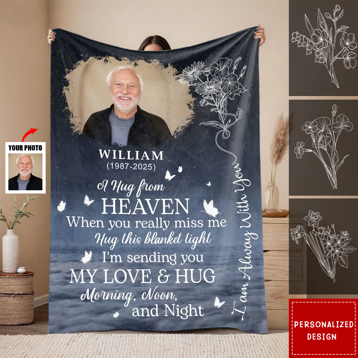 I'm Sending You My Love & Hug - Personalized Blanket, Memorial Gift