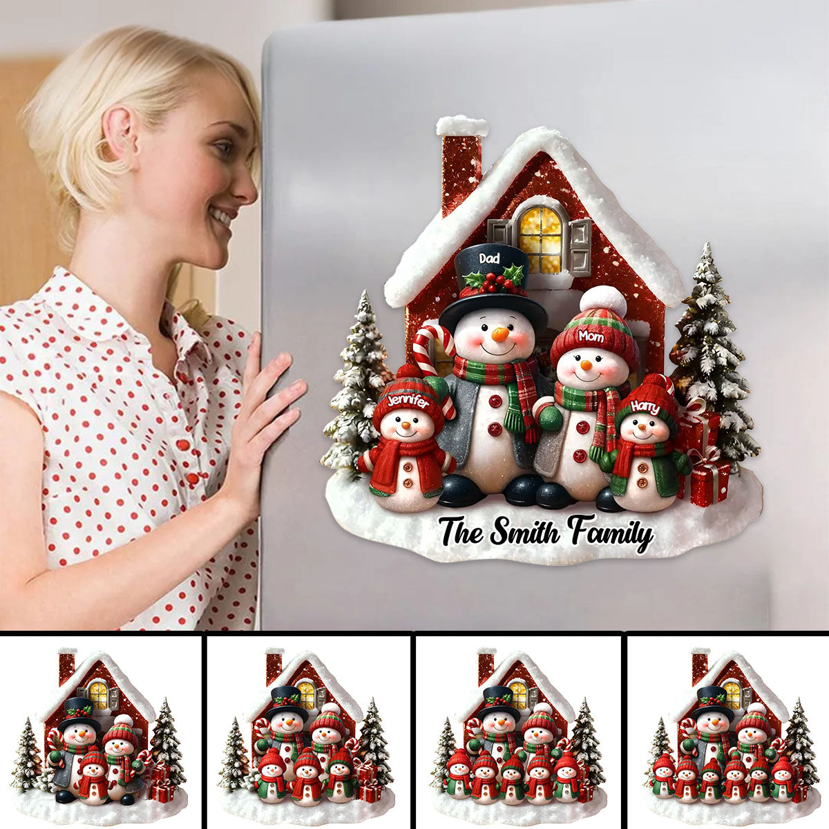 Hearts Stay Together - Personalized Christmas Decal For Snowman Family