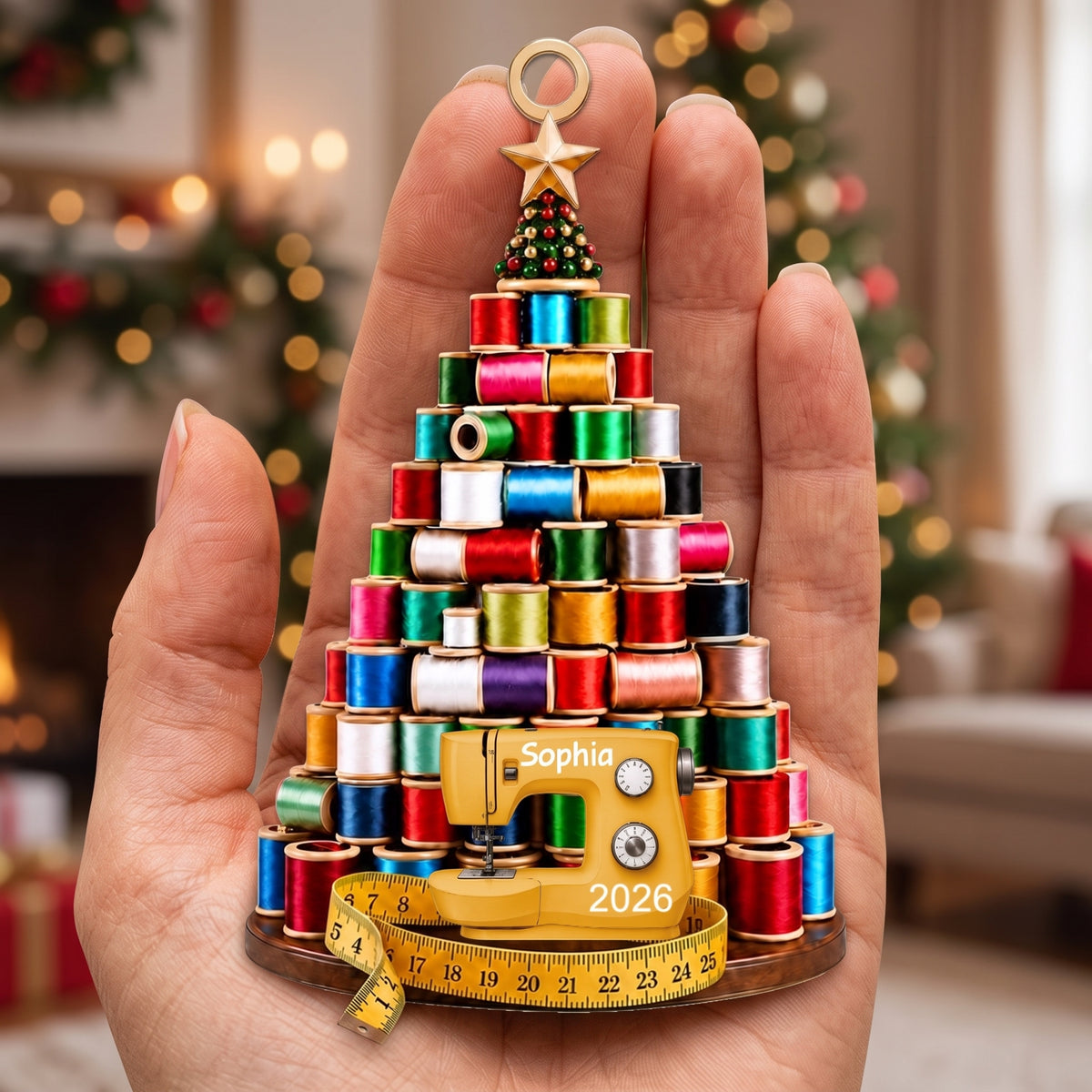 Custom Name & Sewing Machine Christmas Gift For Sewing Lover, Tailor - Personalized Ornament