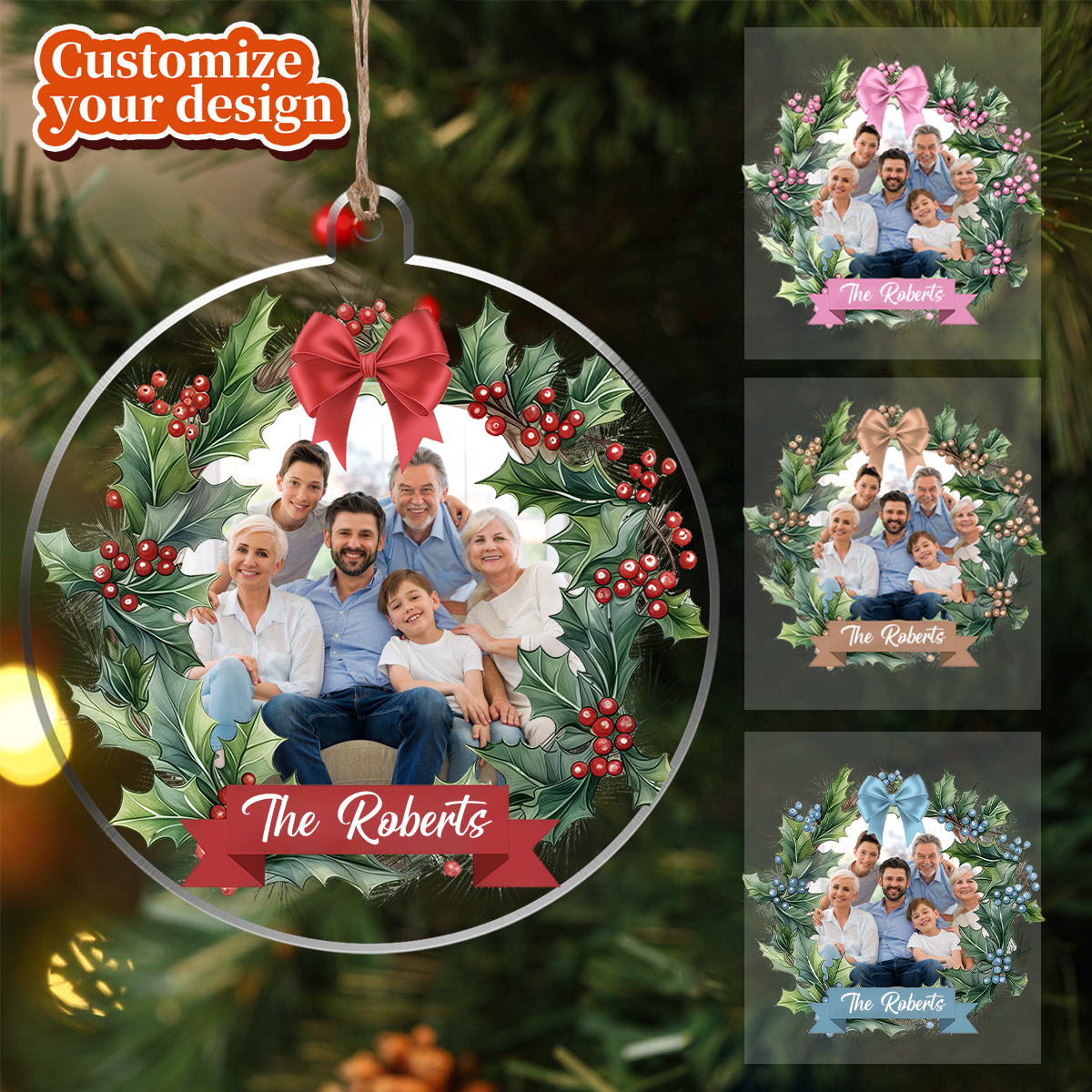 Personalized Family Photo Christmas Ornament