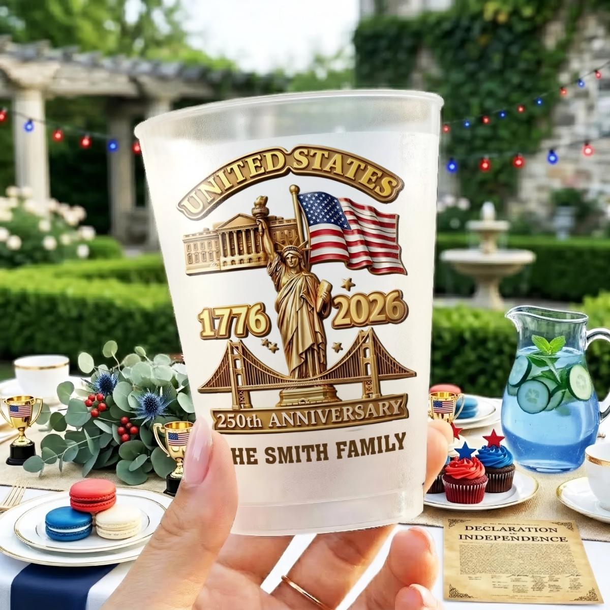 Custom Party Cups - Personalized America 250th Anniversary Gifts For Mom, Dad, Brother, Sister, Kids