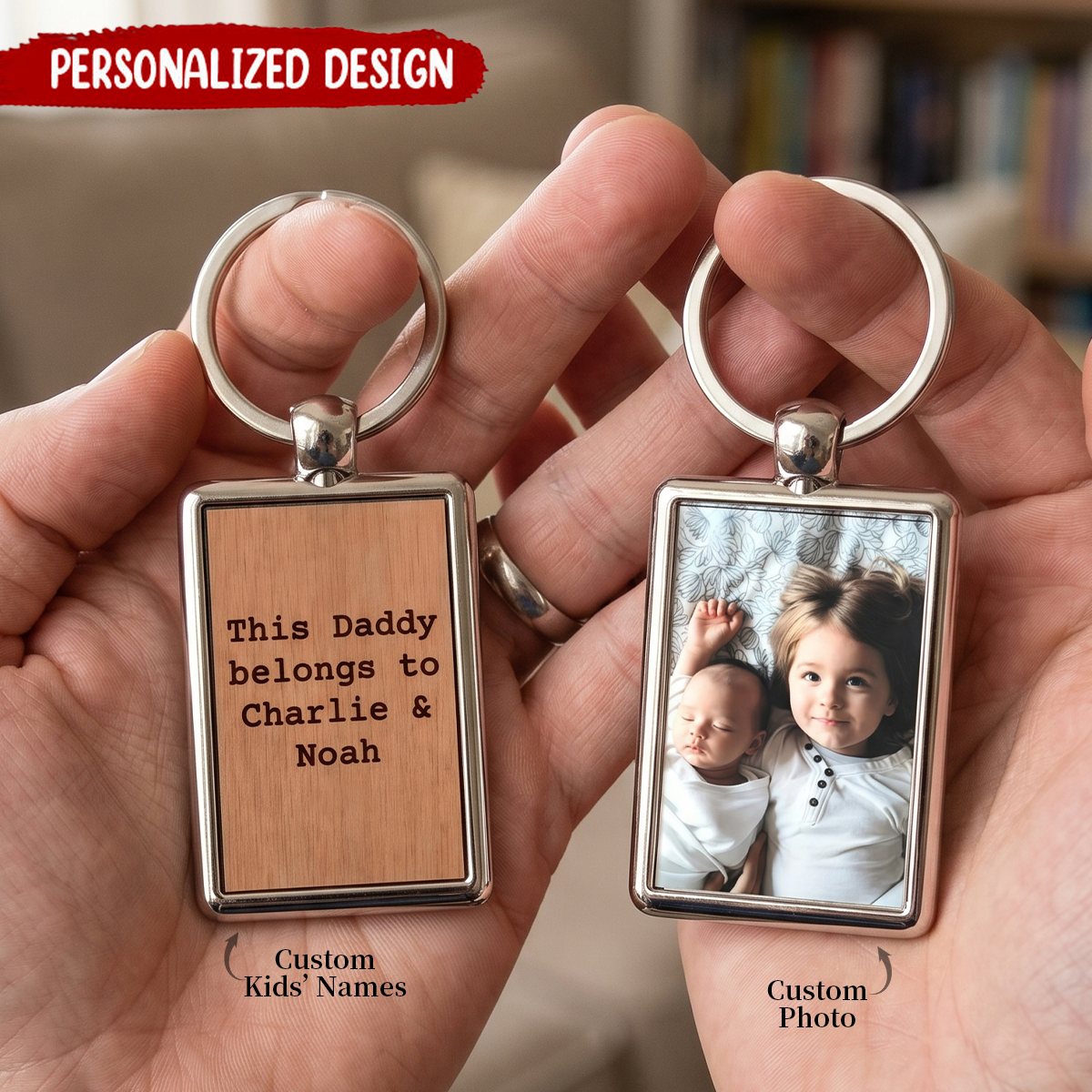 Personalized Kids Photo Keychain For Dad Or Grandpa-Father's Day Gift