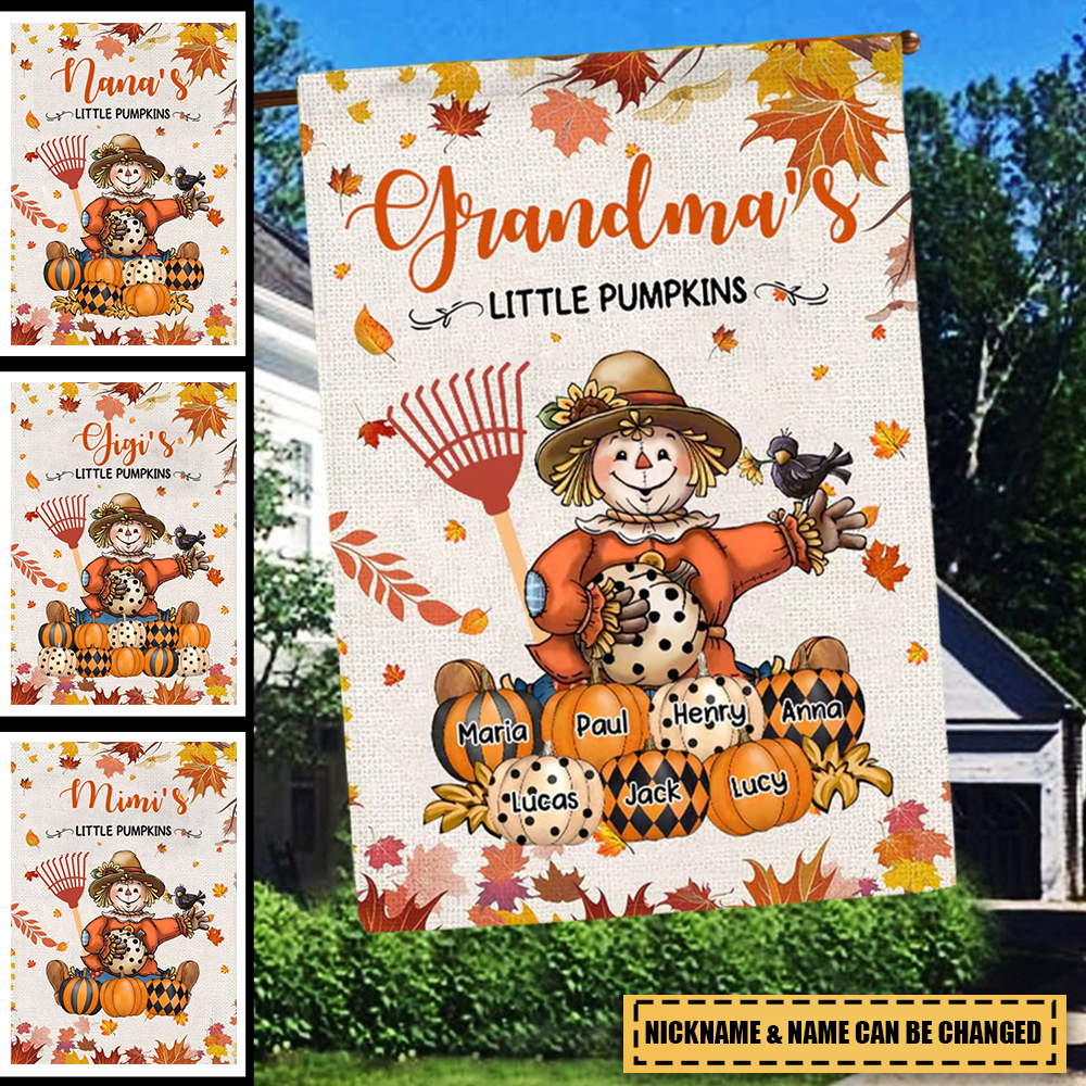 Autumn Scarecrow Grandma/Mama Flag - Personalized Flag Grandma's Little Pumpkins