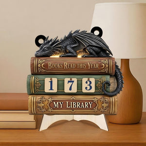 Personalized Dragon Books Read This Year Counter, Reading Tracker Sleeping Dragon