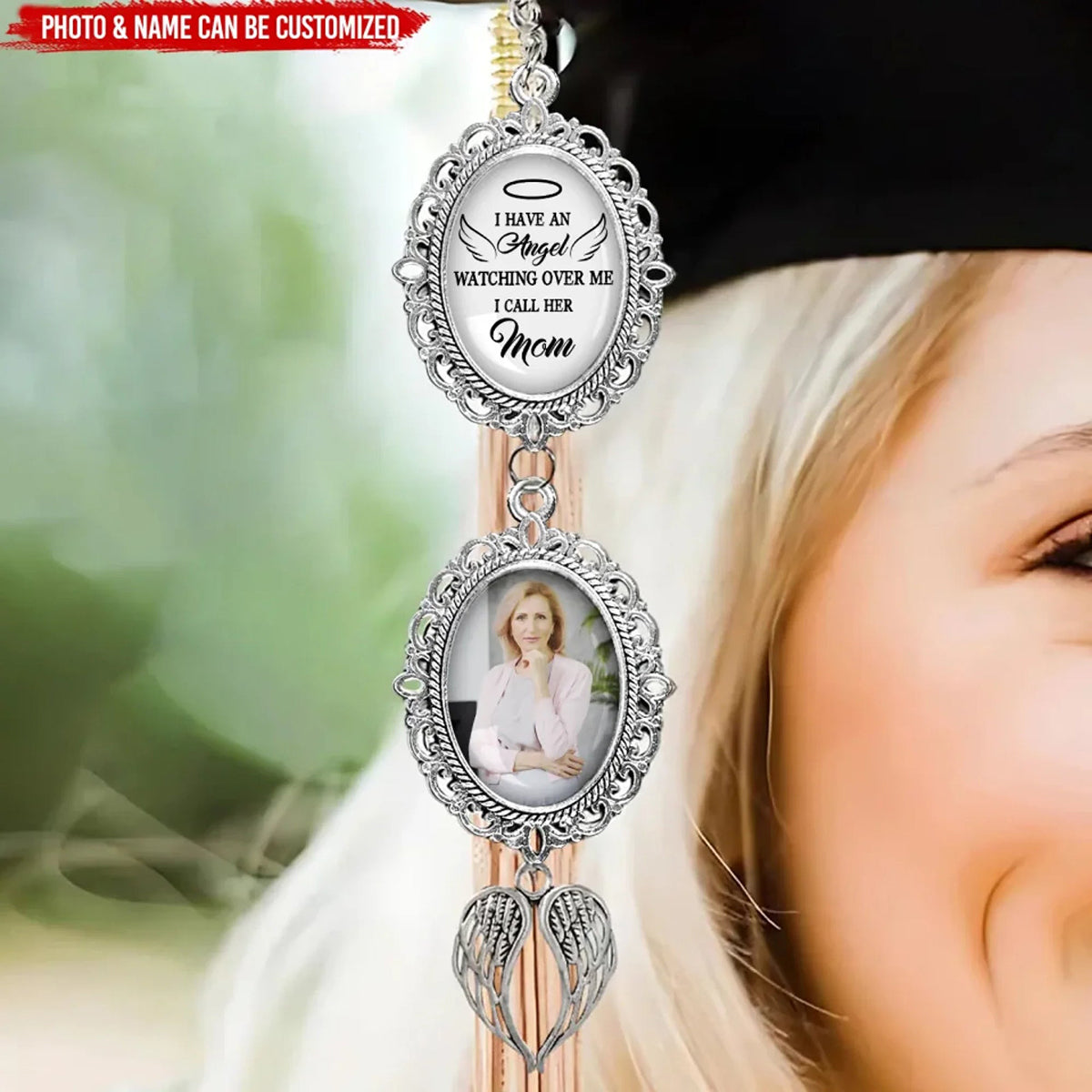 Personalized Tassel Charm With Angel Wings, 2025 Memorial Graduation Gift