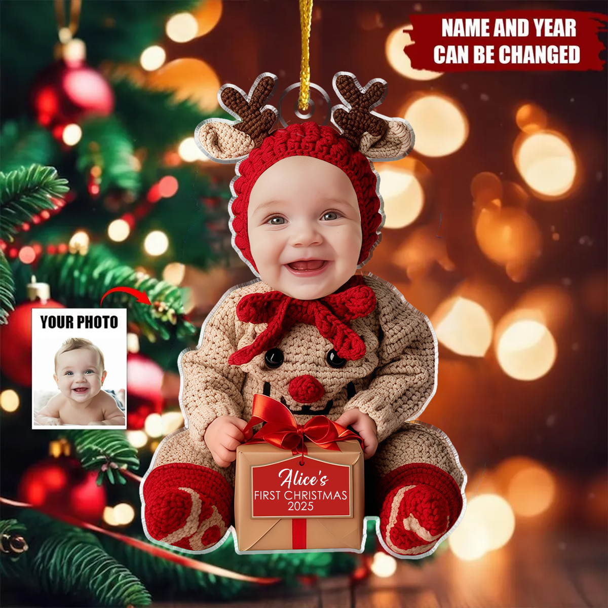 Personalized Baby Photo Ornament First Christmas Ornament