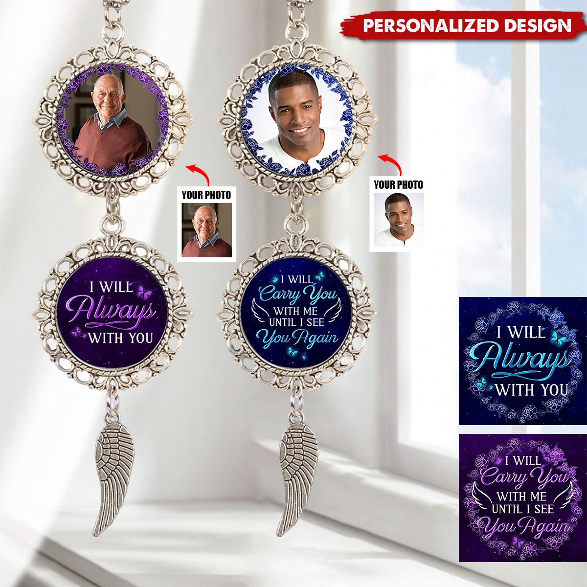 I Will Always With You-Personalized Memorial Metal Car Hanging Ornament