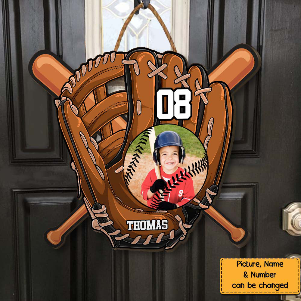 Gift For Grandson For Baseball Boy Upload Photo Wood Sign