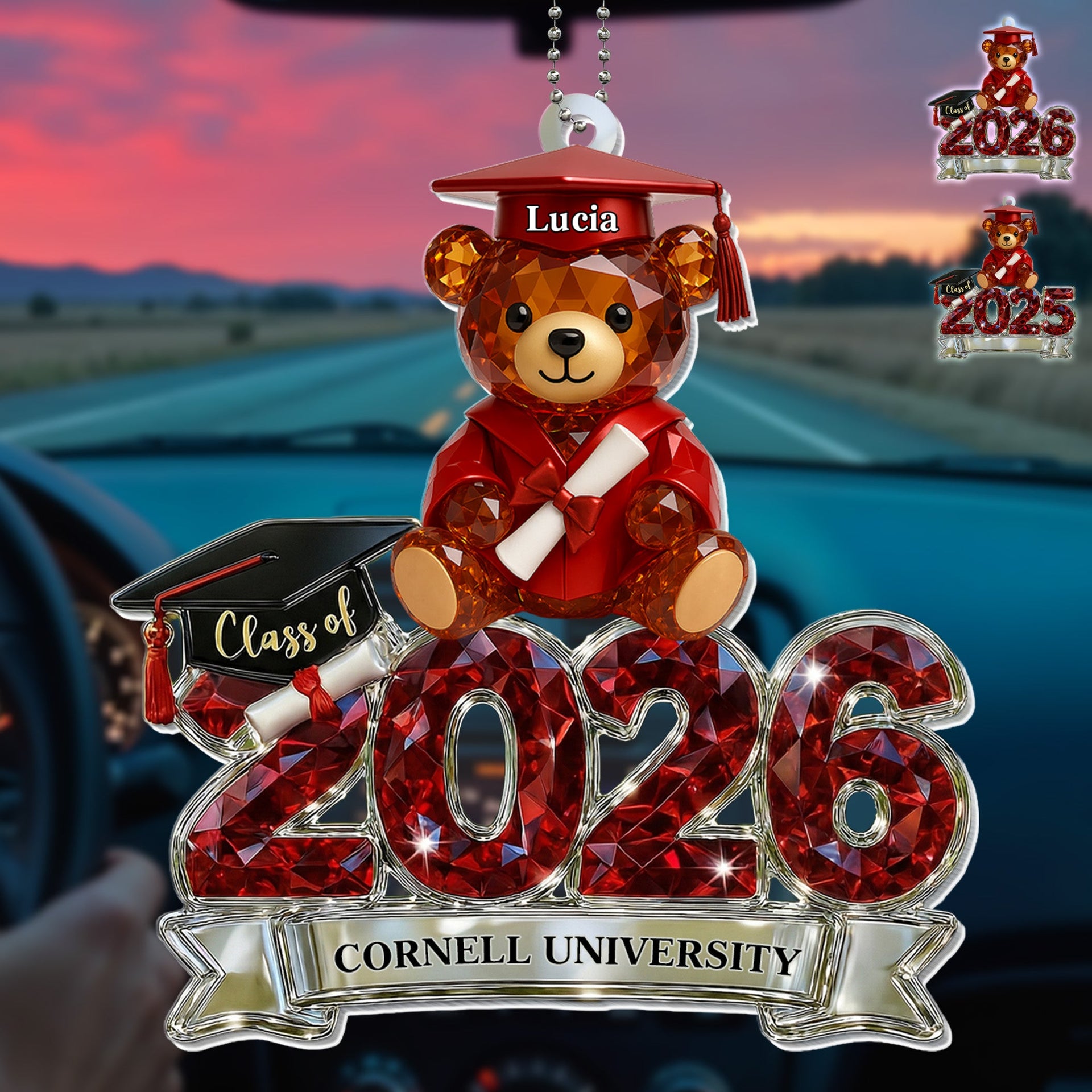 Class Of Year Graduation Bear With Diploma, Personalized Custom Acrylic Ornament