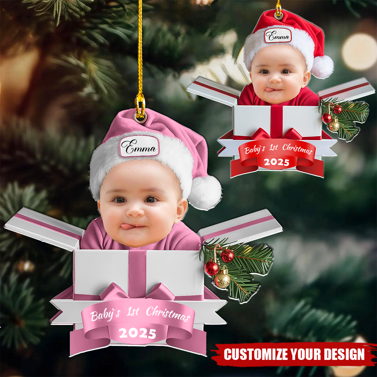 Personalized Baby’s First Christmas Ornament, Newborn Keepsake Gift Box
