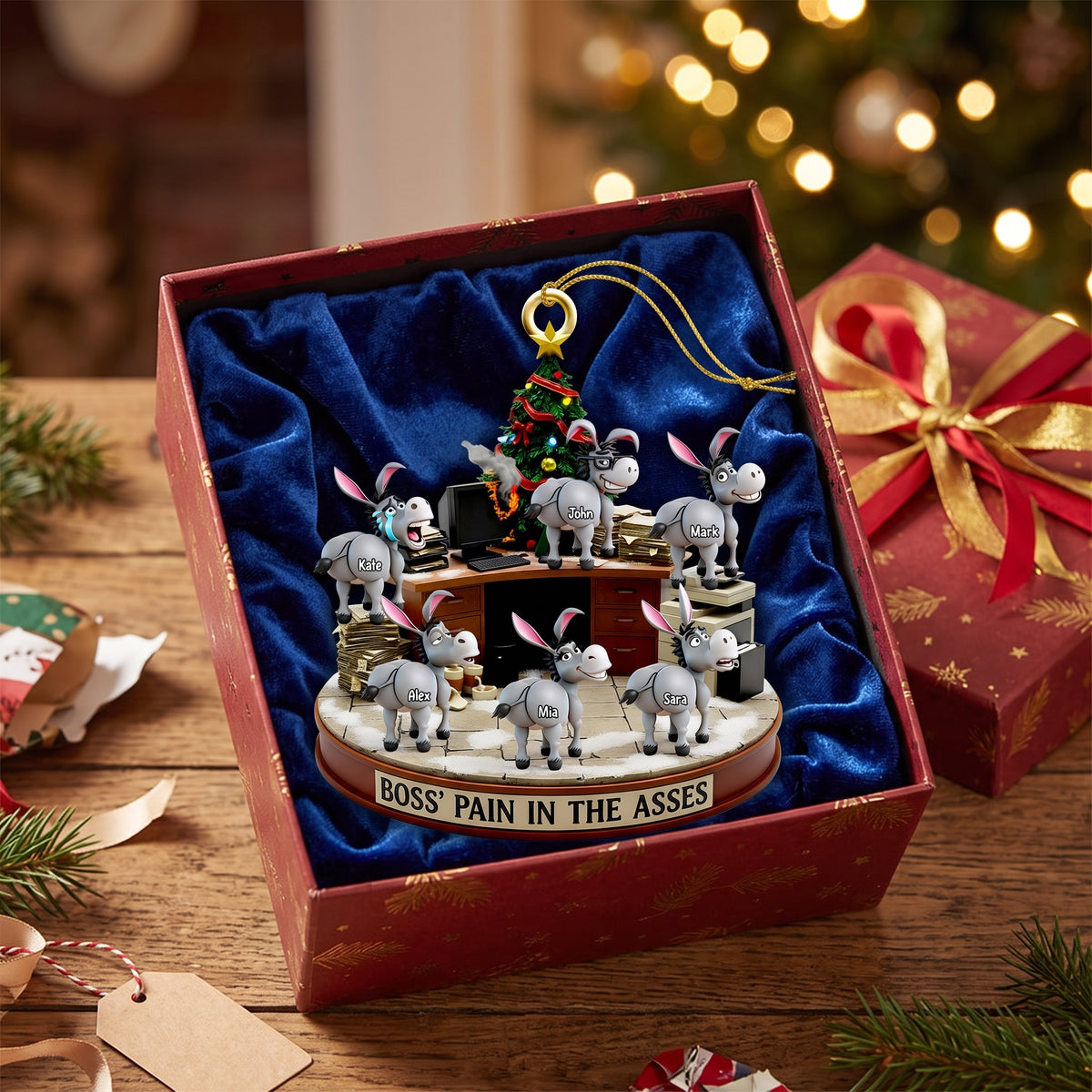 Fun Donkey Coworkers Ornament, Personalized Gifts For Boss