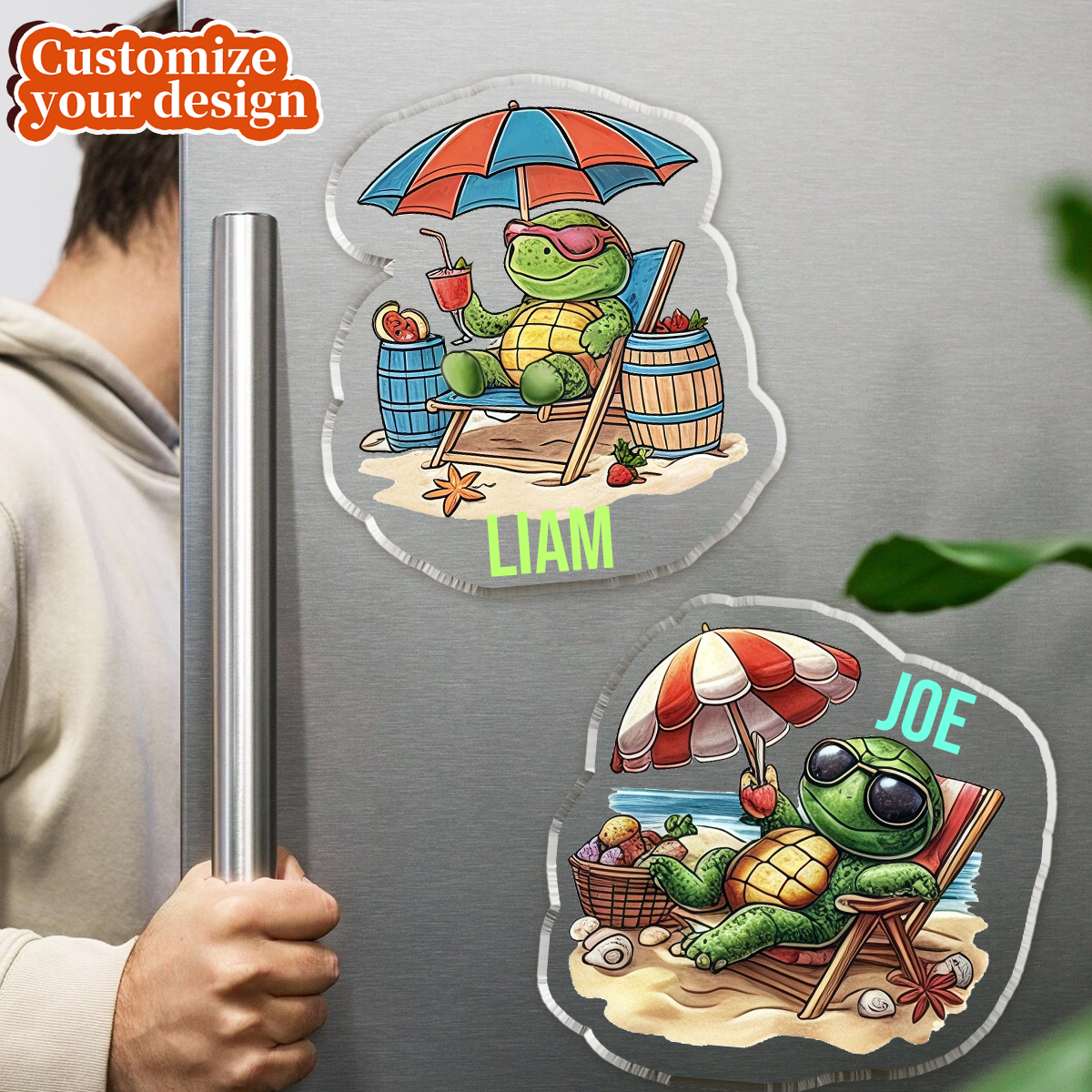 Personalized Turtle Acrylic Fridge Magnet, Family Vacation Gifts