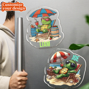 Personalized Turtle Acrylic Fridge Magnet, Family Vacation Gifts