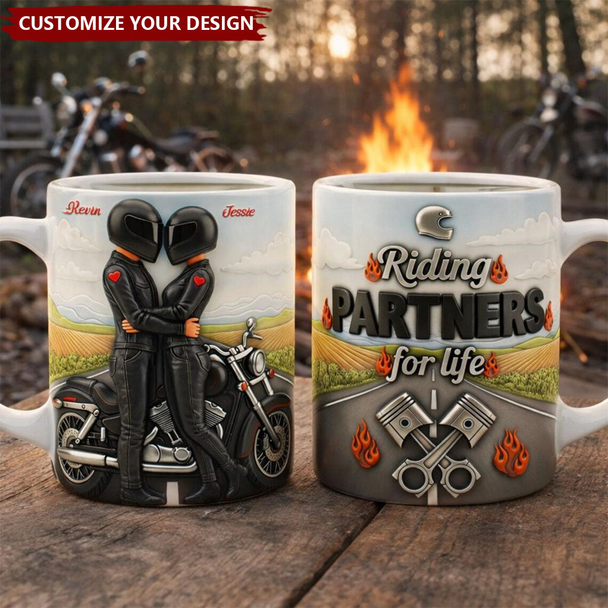 Biker Couple Coffee Mug - Personalized Gifts For Couple