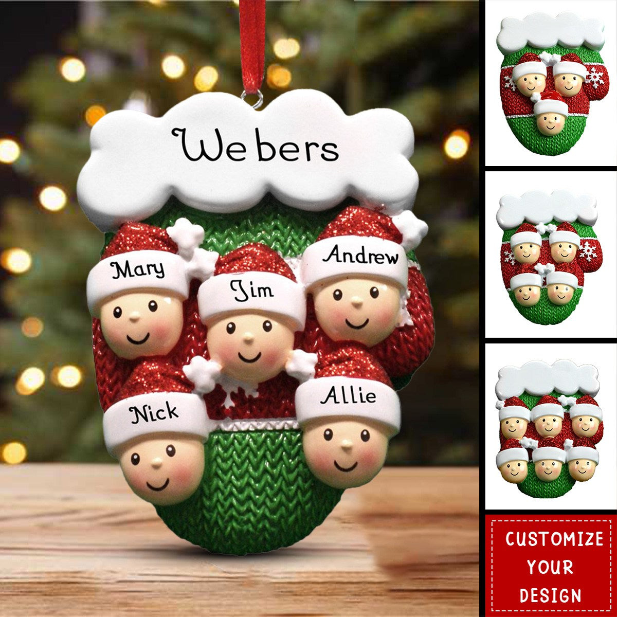Happy Faces Christmas Name Customized Home Ornament Gift