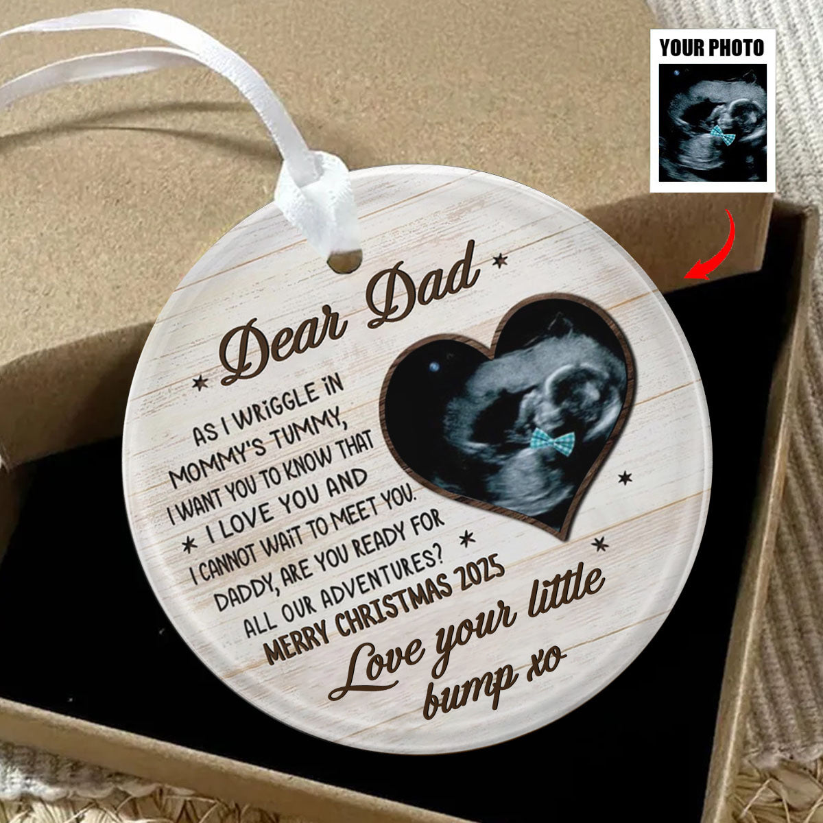 This Christmas Baby Bump To Daddy - Personalized Ultrasound Ornament