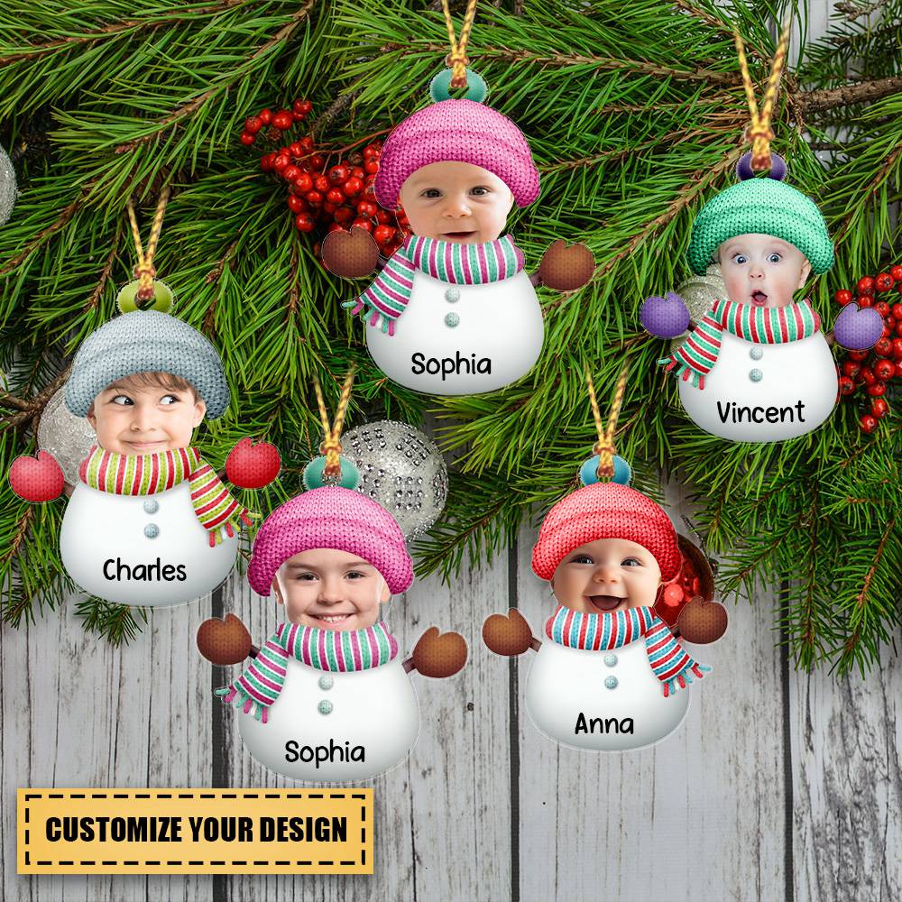 Personalized Christmas Snowman Decoration Custom Photo Ornament