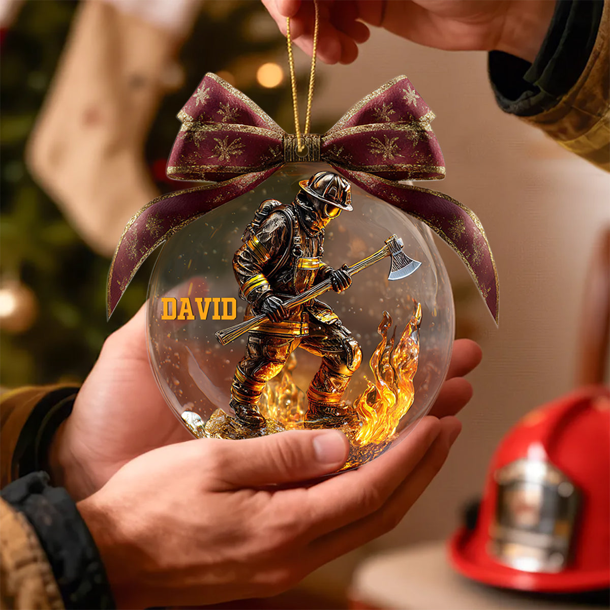 Custom Name Fireman Ornament, Acrylic Ornament For Firefighter Gift