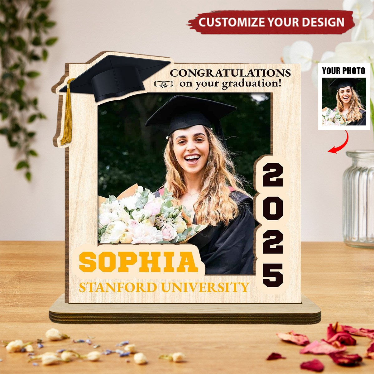 A Journey Completed - Personalized Custom 2-Layer Wood Plaque With Flat Base