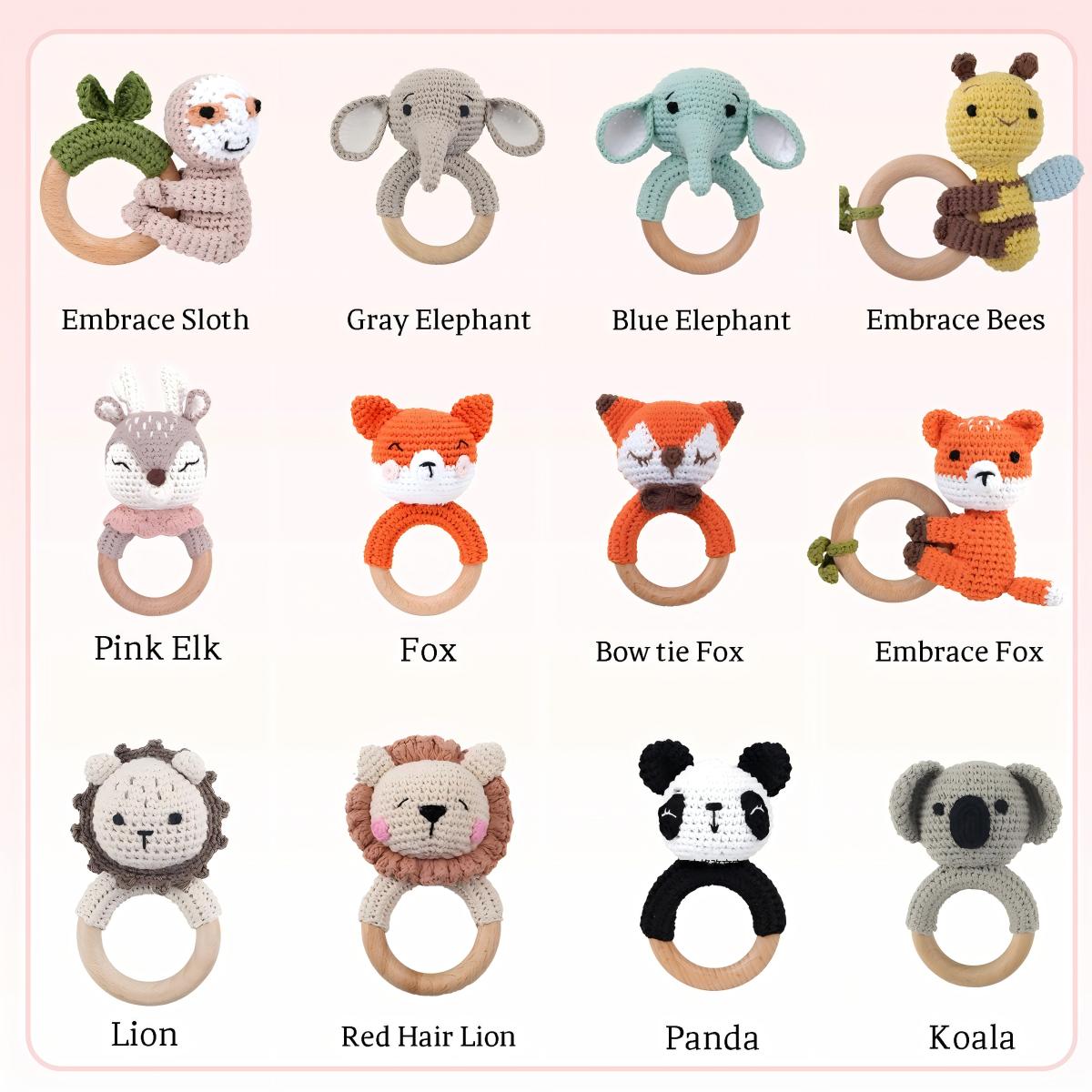 Personalized Crochet Baby Rattle Grasping Toy, Baby Shower Gift