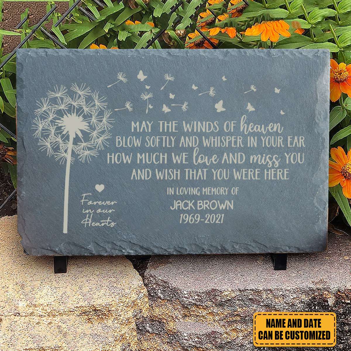 May the Winds of Heaven Blow Softly - Personalized Garden Stone