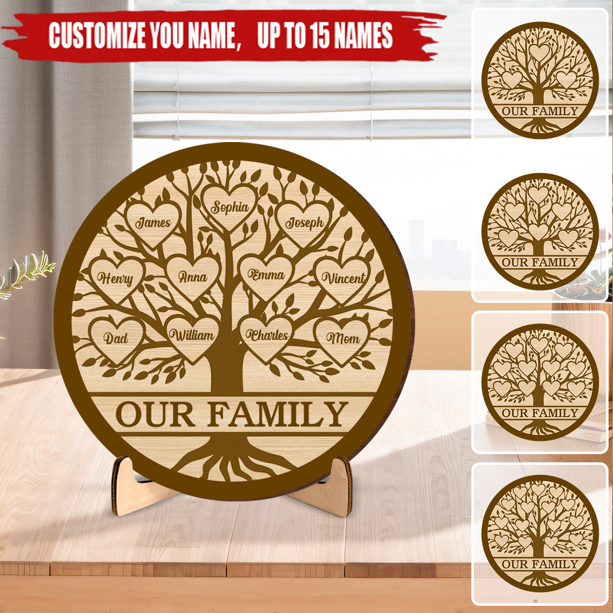 We Are Family Personalized Circle Wooden Plaque