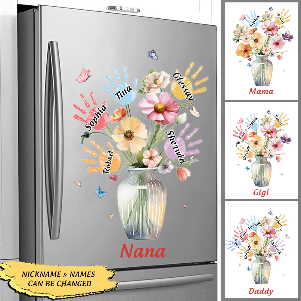 Grandma’s Garden Grandkids Handprints Personalized Sticker
