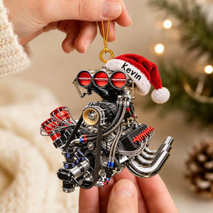 Personalized  Drag Racing V8 Engine Ornament - Gifts For Racing Fans Christmas Ornament