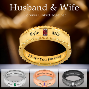 I Love You, Personalized Couple Birthstone Universal Ring