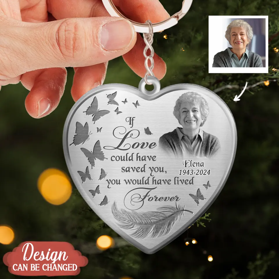 Personalized Photo Heart Memorial Acrylic Keychain