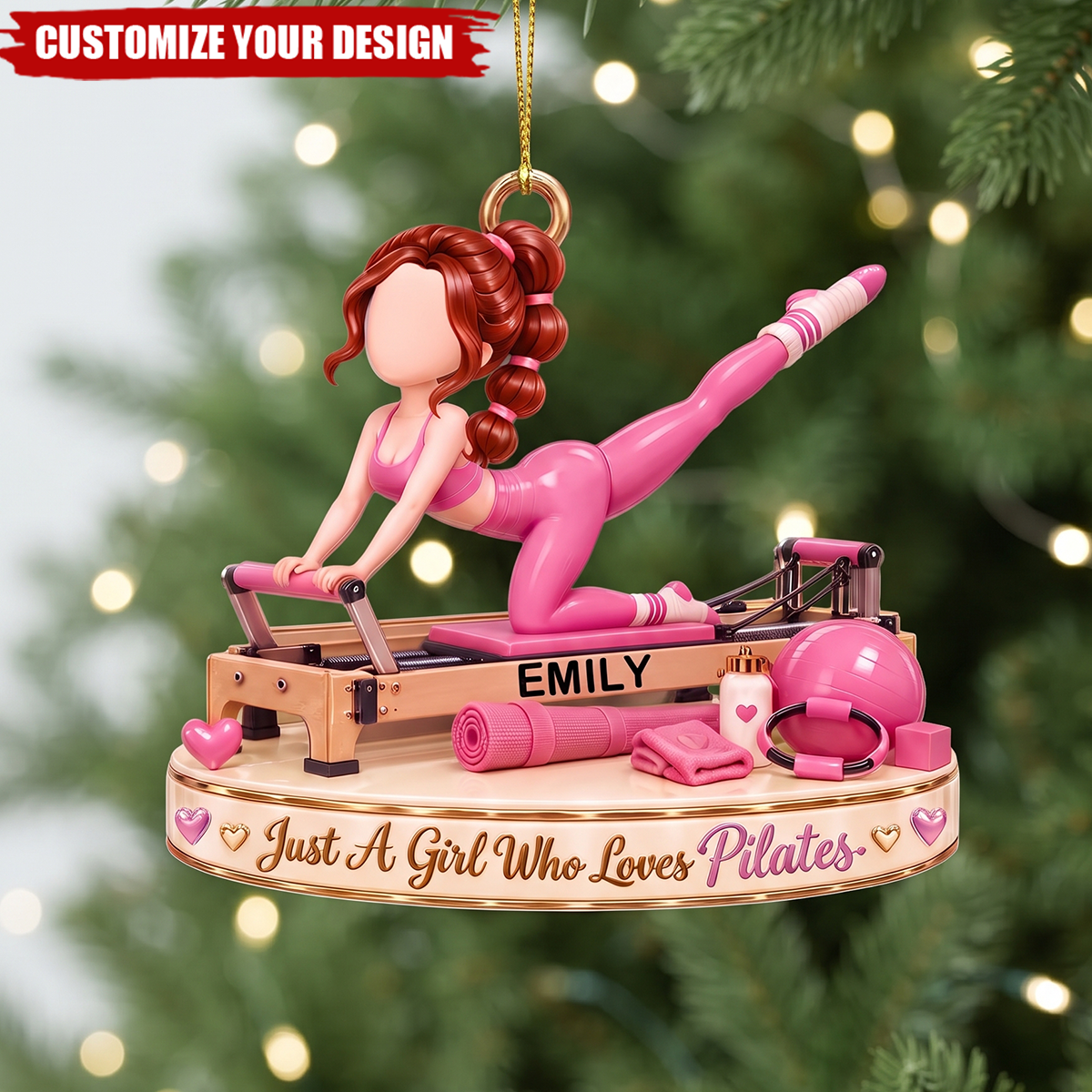 Personalized Pilates Girl Christmas Ornament-Custom Name Gift
