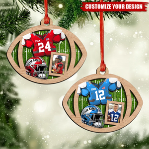 Personalized Football Player Photo Wooden Ornament