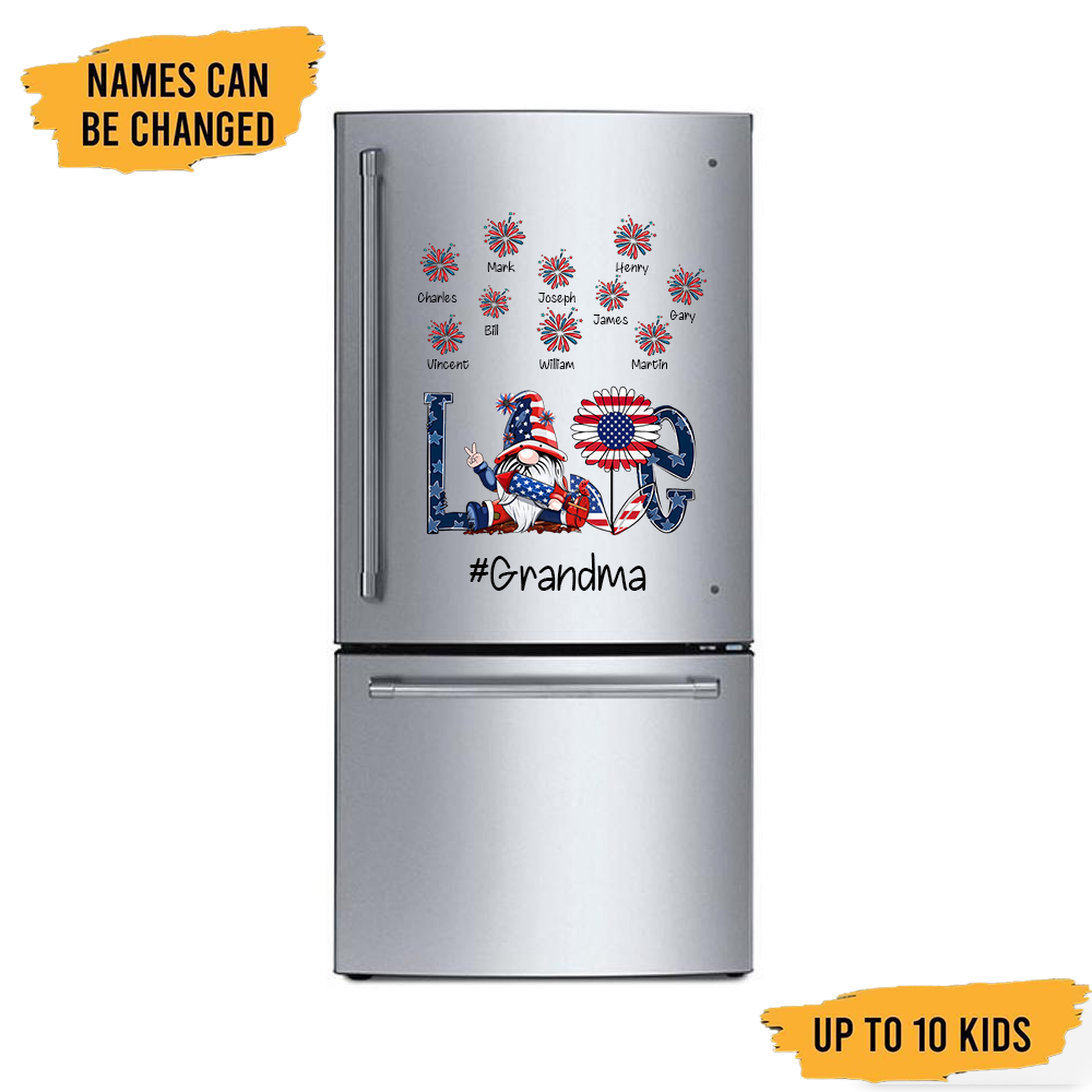 American Flag Grandma With Cute Fireworks Grandkids Personalized Sticker