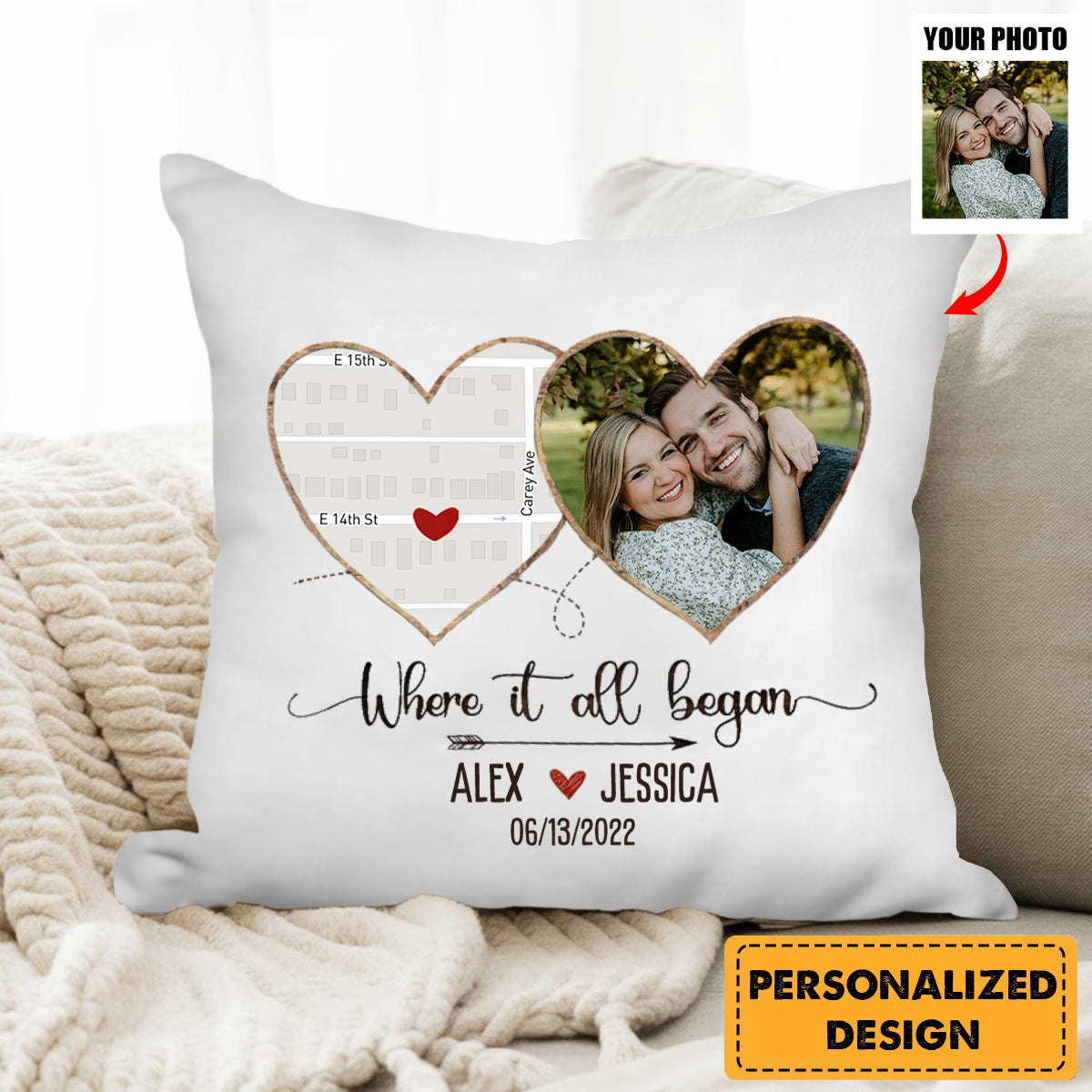 Where It All Began-Personalized Pillowcases Anniversary Gift For Couple-Upload Photo