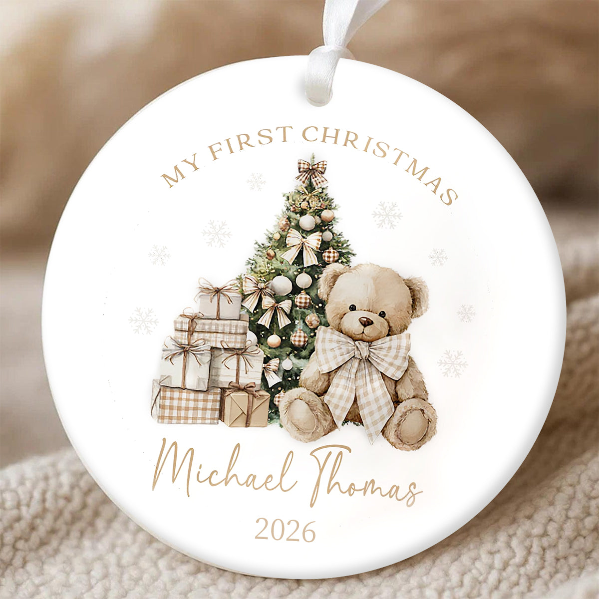 Baby First Christmas Ornament – Personalized Newborn Name Keepsake