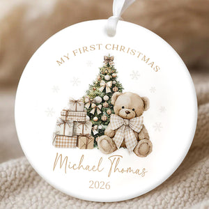 Baby First Christmas Ornament – Personalized Newborn Name Keepsake