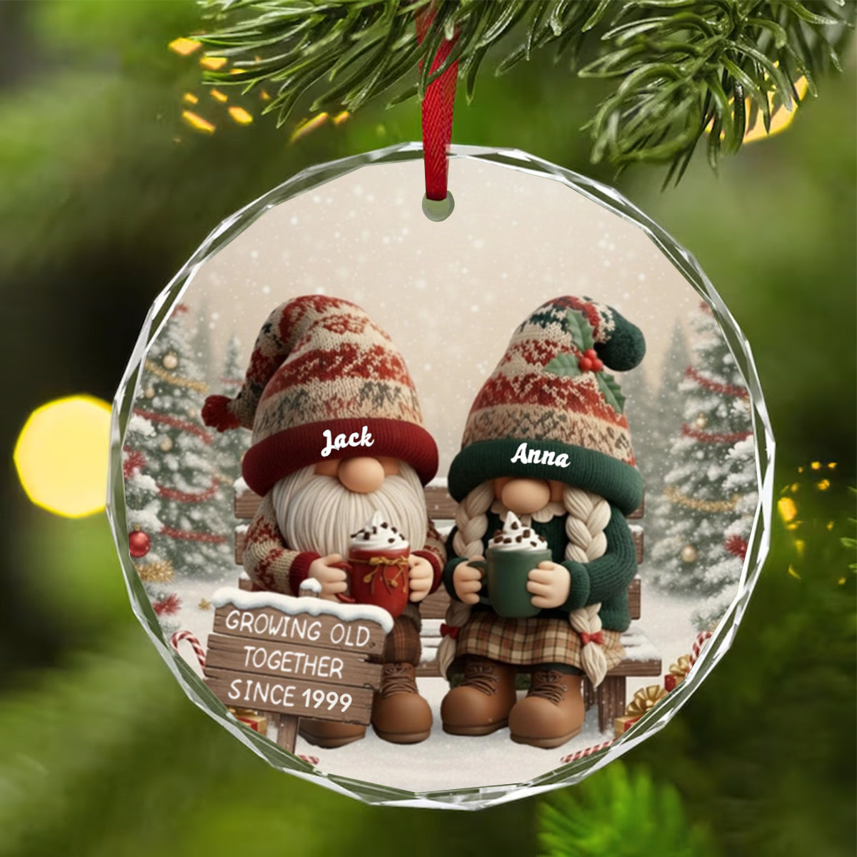 Growing Old Together Couple Custom Ornament, Anniversary Gift