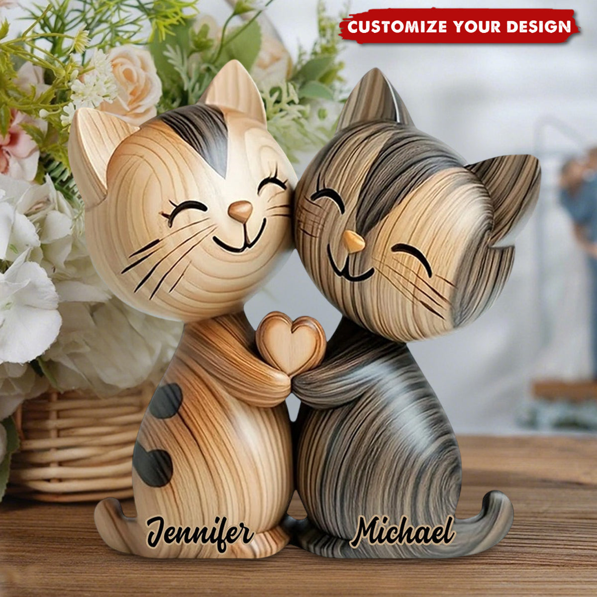 Cute Cat Couple - Personalized Custom Shaped Acrylic Plaque
