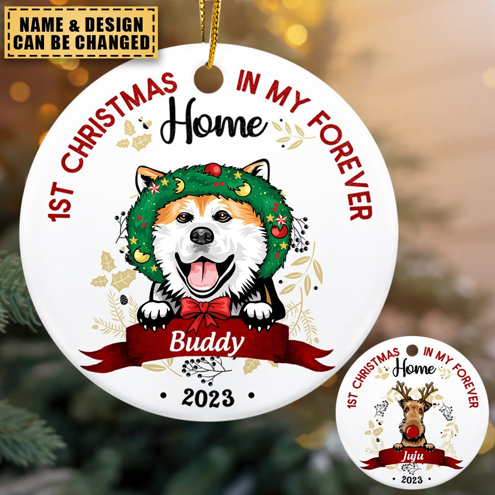 My First Christmas - Gift For Dog Owners - Personalized Custom Circle Ceramic Ornament