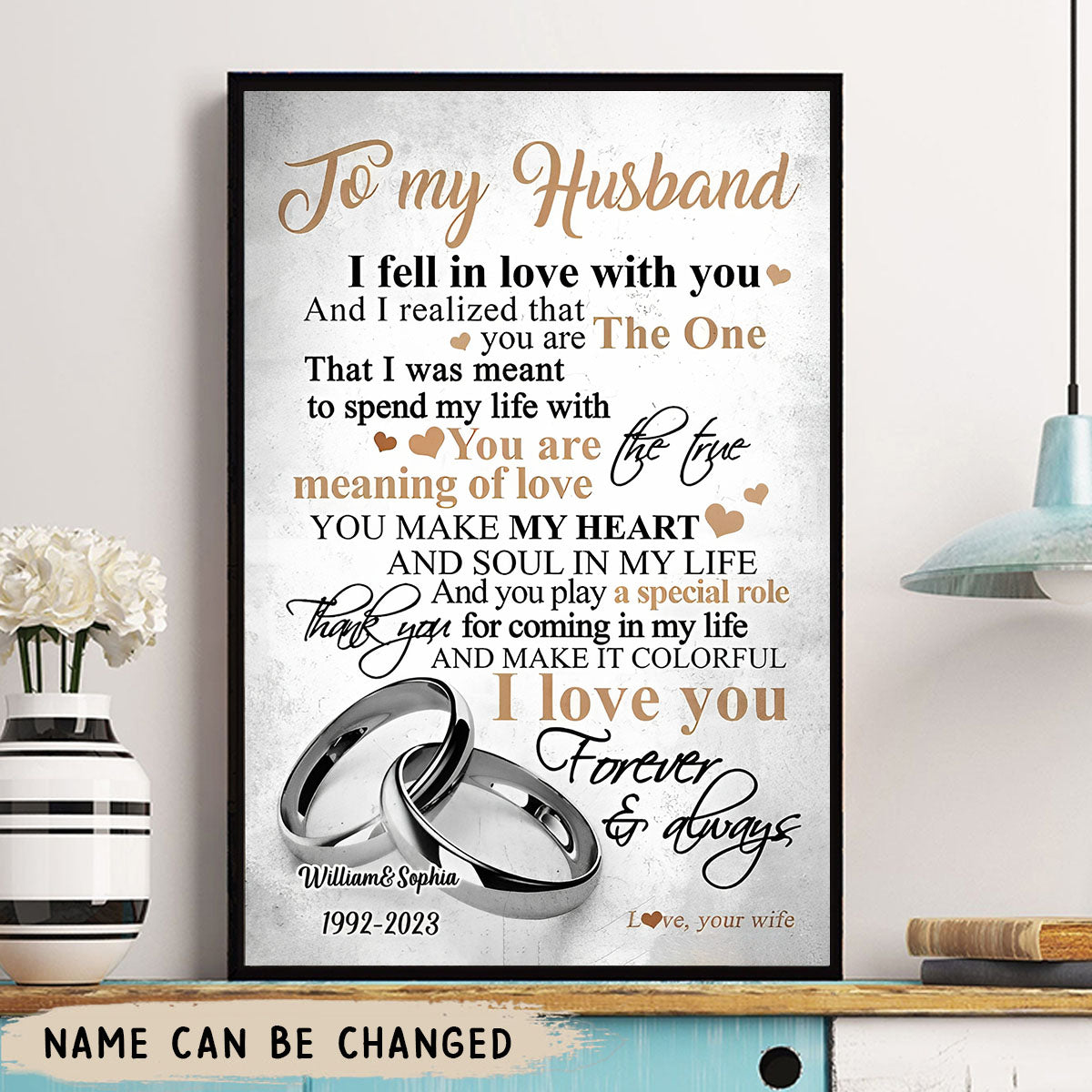 Personalized To My Husband Ring Poster -  You Are The True Meaning Of Love I Love You Forever Customized Poster For Birthday Gift