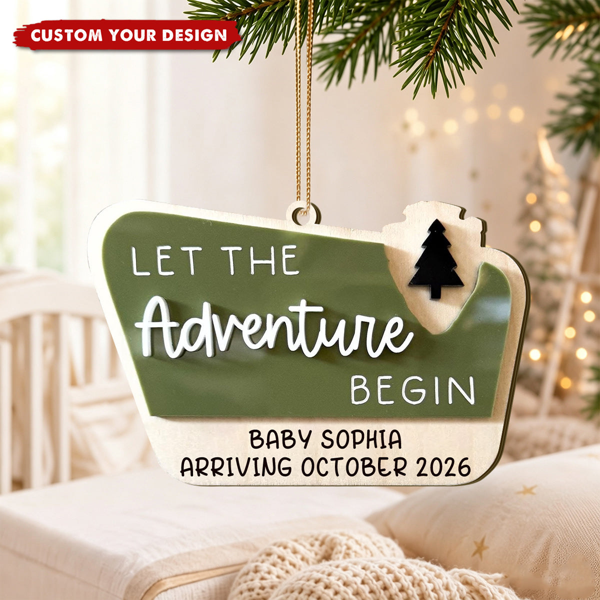 Personalized National Park Pregnancy Announcement Ornament, Baby On The Way