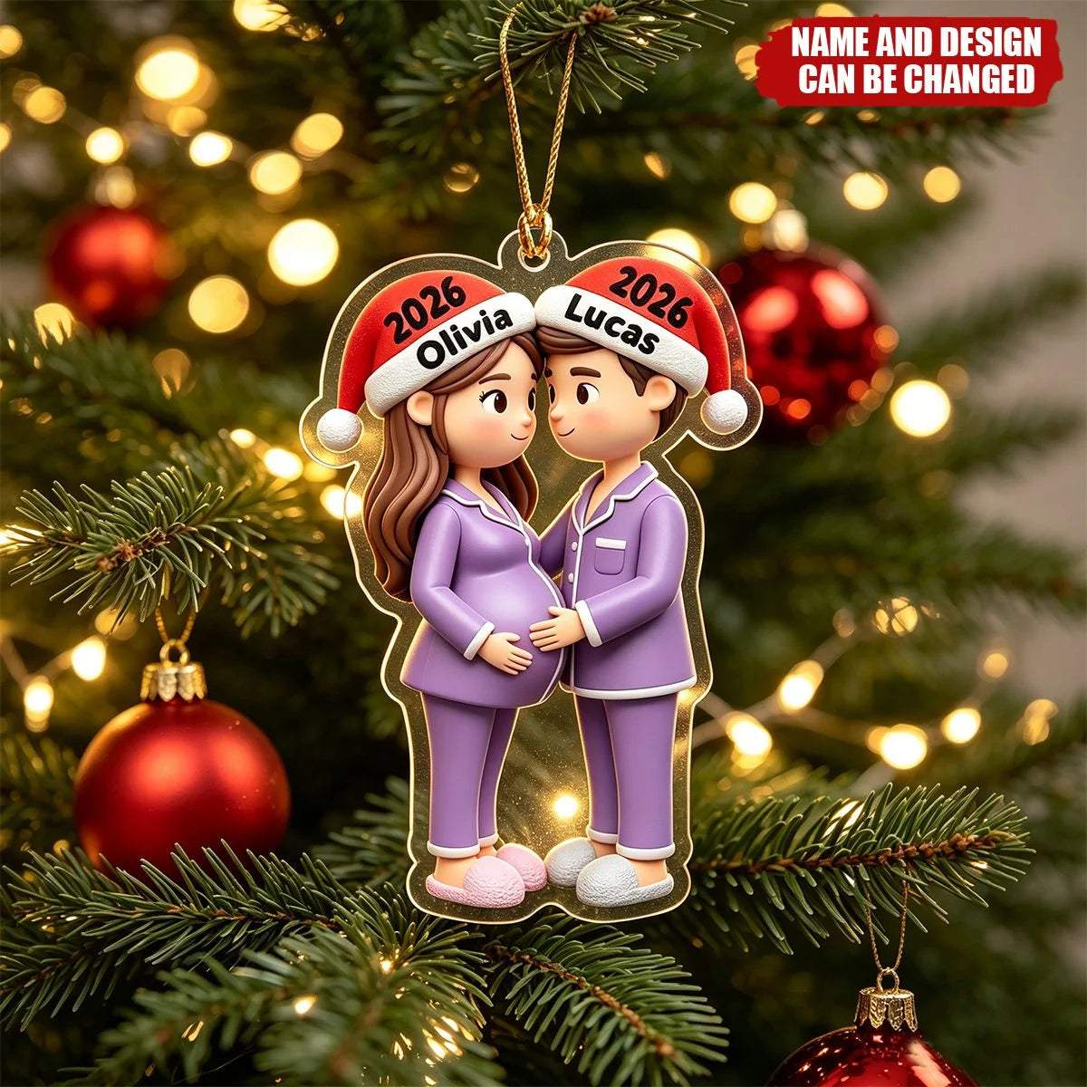 Bump's First Christmas Personalized Ornament - Expecting Parents Keepsake
