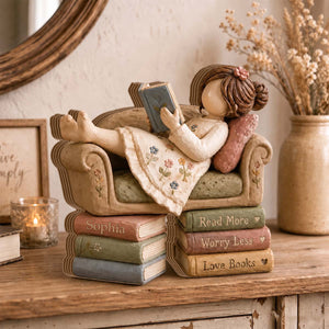 Personalized Book Lover Girl Wooden Plaque, Custom Name Reading Gift